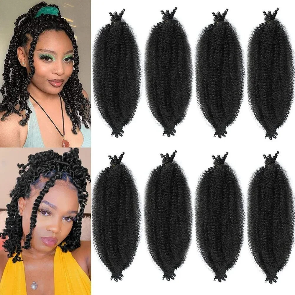8 Packs Springy Afro Twist Hair 16 inch Pre-Separated Kinky Marley Twist Braidin